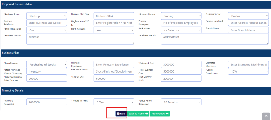 ENP Portal Form Save